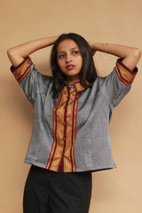 Kanaka | Khunn Cropped Shirt / Blouse | Silver