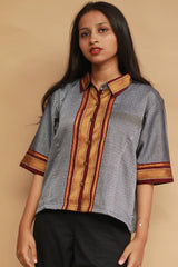 Kanaka | Khunn Cropped Shirt / Blouse | Silver