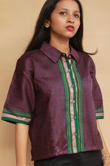 Kanaka | Khunn Cropped Shirt / Blouse | Pink & Green
