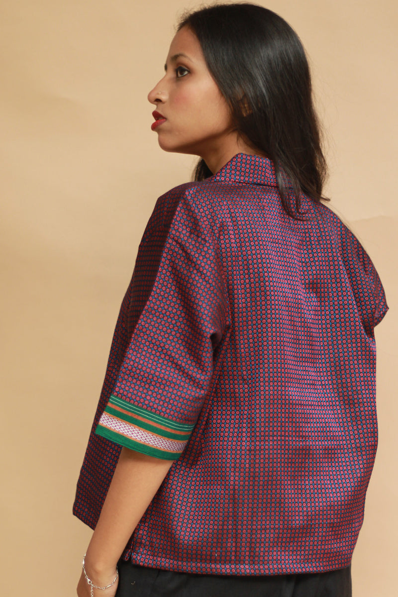 Kanaka | Khunn Cropped Shirt / Blouse | Pink & Green