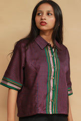 Kanaka | Khunn Cropped Shirt / Blouse | Pink & Green
