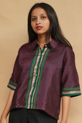 Kanaka | Khunn Cropped Shirt / Blouse | Pink & Green