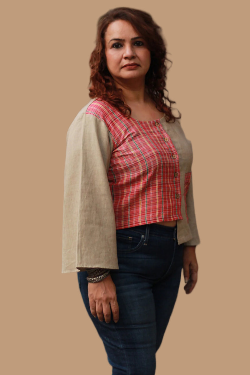 GupShup | Asymmetric Top | Beige | Rouge Gamcha