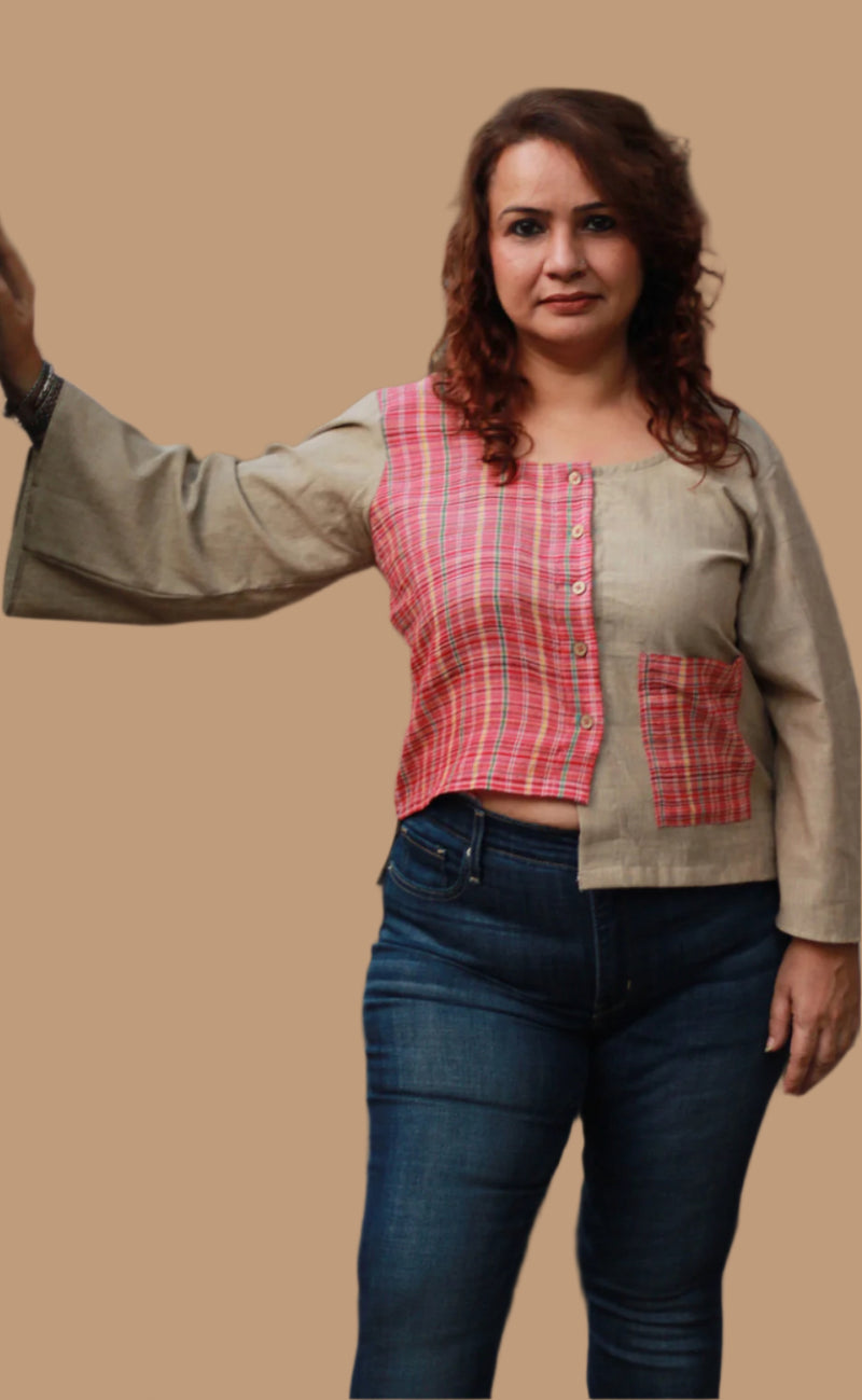 GupShup | Asymmetric Top | Beige | Rouge Gamcha