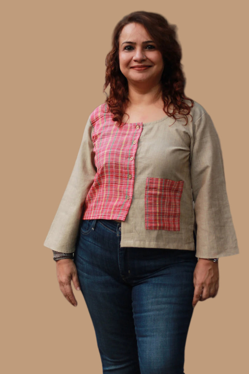 GupShup | Asymmetric Top | Beige | Rouge Gamcha