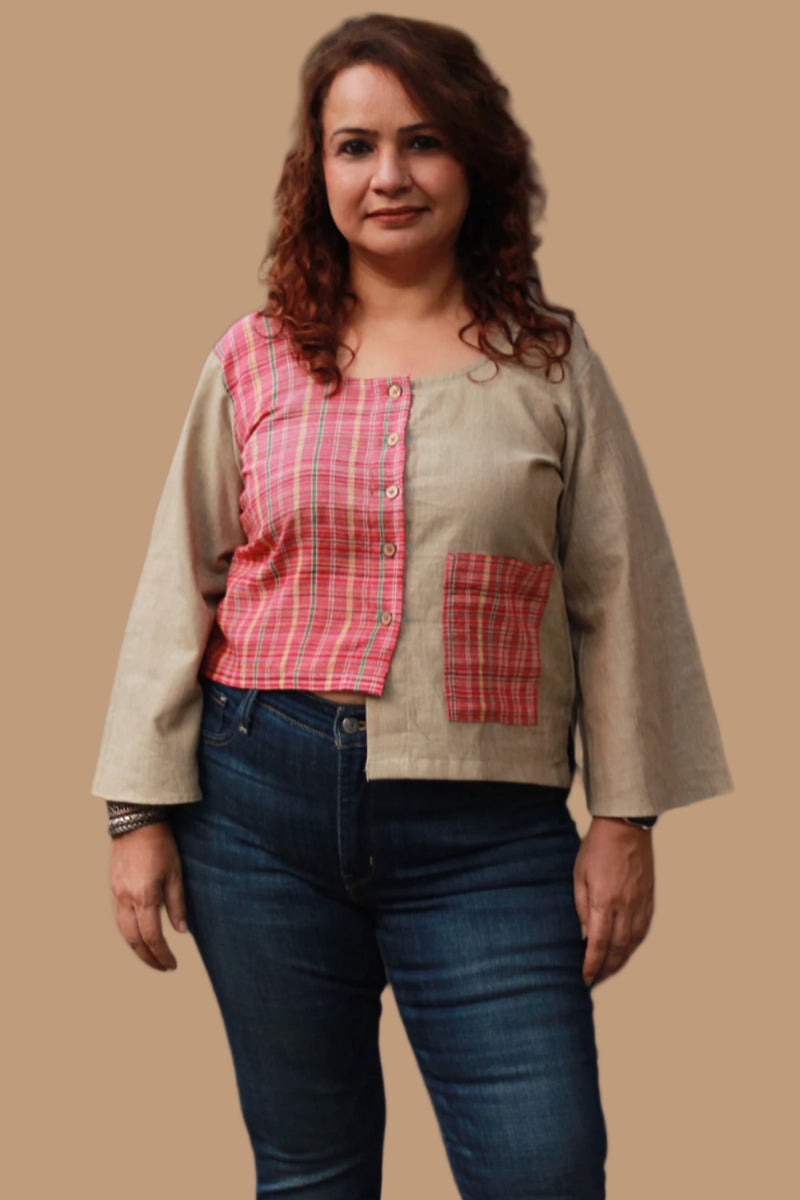 GupShup | Asymmetric Top | Beige | Rouge Gamcha