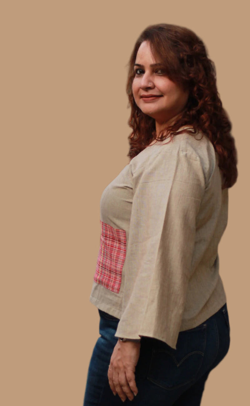 GupShup | Asymmetric Top | Beige | Rouge Gamcha