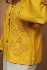 Ambrai |  Embroidered Cotton Shirt | Chrome Yellow