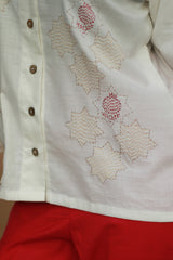 Ambrai |  Embroidered Cotton Shirt | Ivory