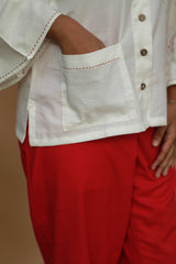 Ambrai |  Embroidered Cotton Shirt | Ivory