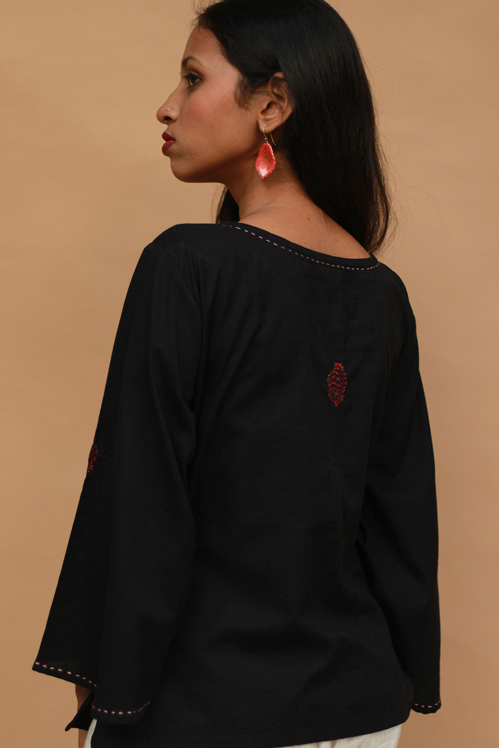 Ambrai |  Embroidered Cotton Shirt | Noir