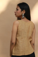 Saroj | Hand Painted Top  | Linen | Mustard