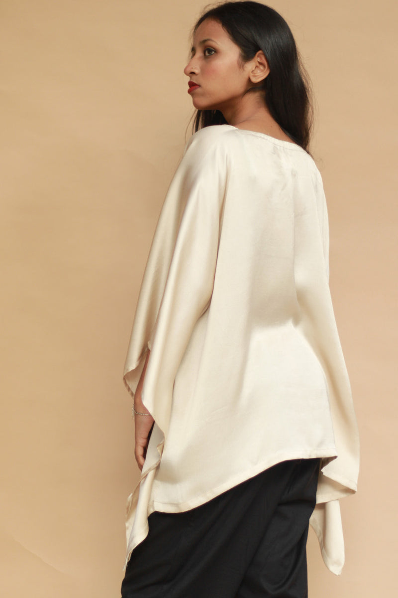 Taarini | Modal Silk Kaftan Top | Ivory