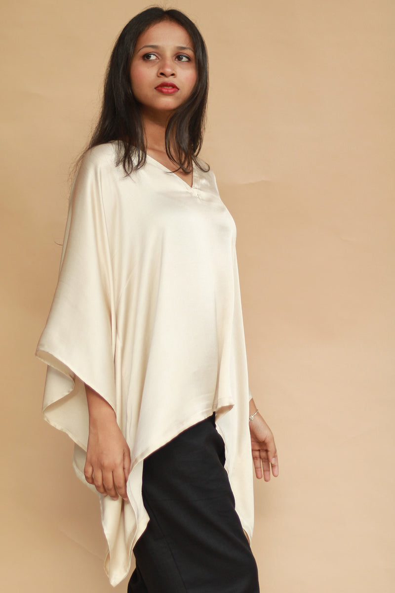 Taarini | Modal Silk Kaftan Top | Ivory