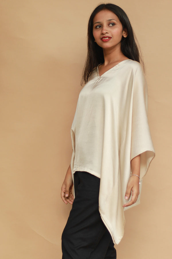 Taarini | Modal Silk Kaftan Top |  Ivory