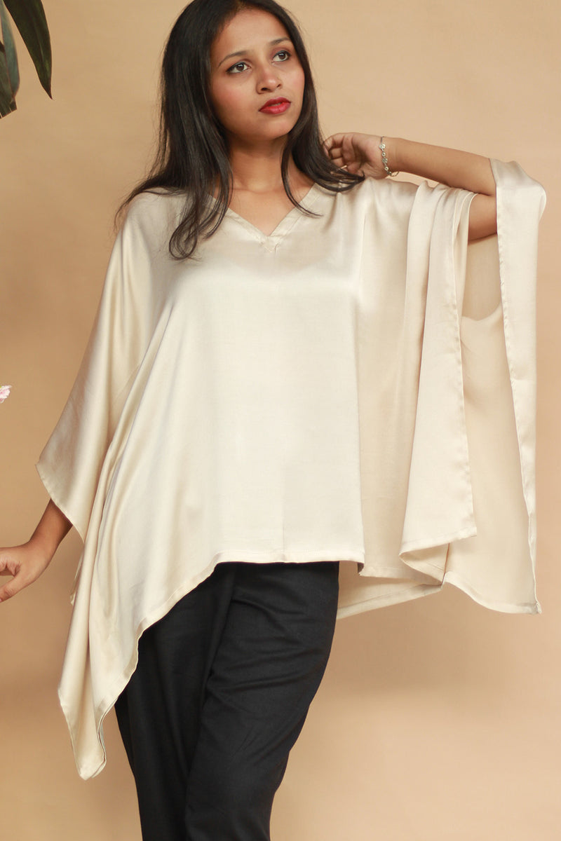 Taarini | Modal Silk Kaftan Top | Ivory