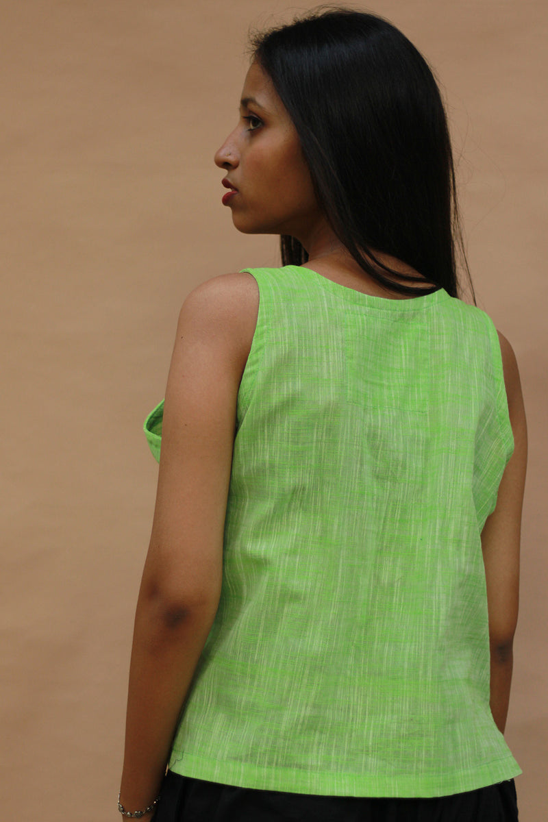 Front Buttoned Vest | Cotton | Simply Lime