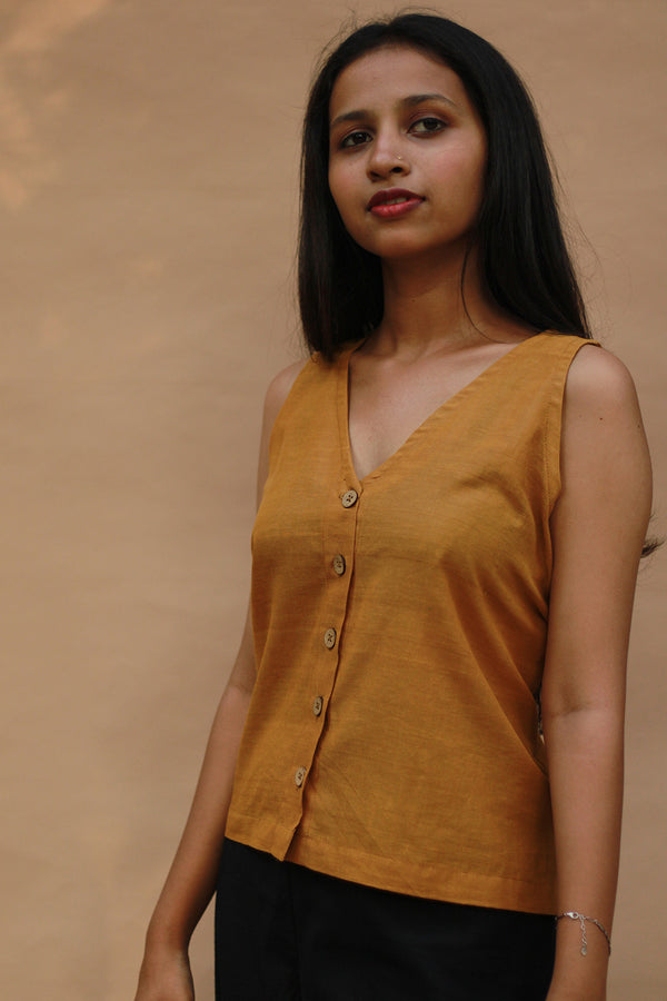 Front Buttoned Vest | Cotton | Simply Sienna