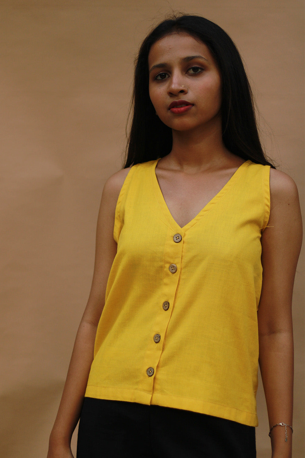 Front Buttoned Vest | Cotton | Simply Yellow