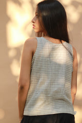Front Buttoned Vest | Cotton | Ivory Checks