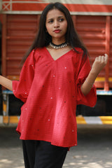 Taral | Anti Fit Cotton Top | Rouge Checks