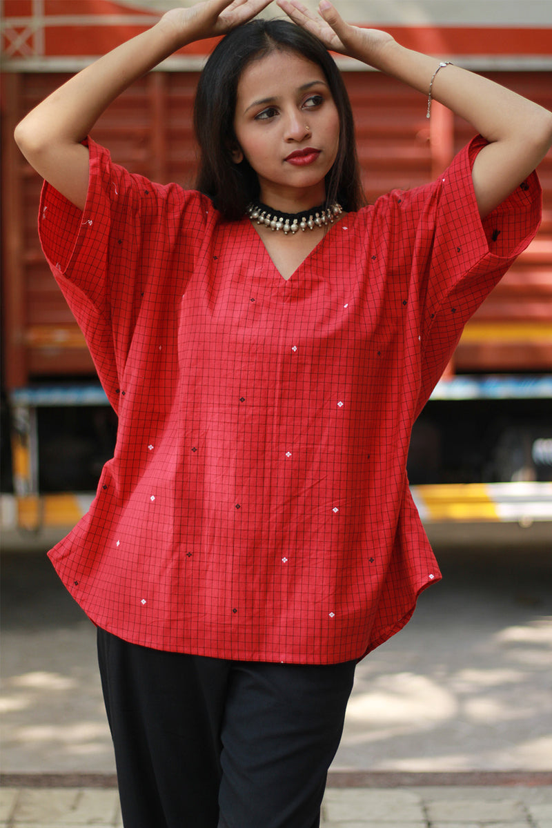 Taral | Anti Fit Cotton Top | Rouge Checks