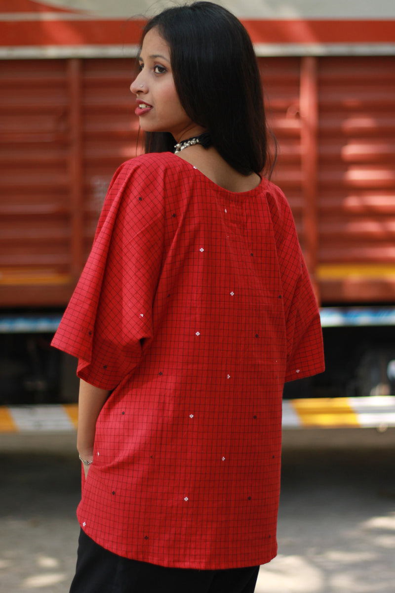 Taral | Anti Fit Cotton Top | Rouge Checks