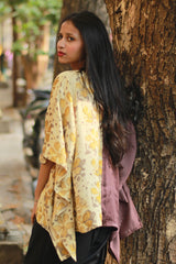 Taarini | Modal Silk Kaftan Top | Yellow Vanaspati with Brown