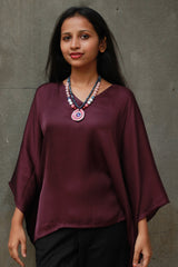 Taarini | Modal Silk Kaftan Top | Wine