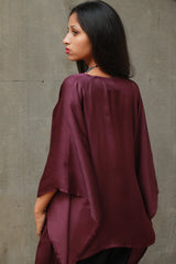 Taarini | Modal Silk Kaftan Top | Wine