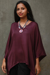 Taarini | Modal Silk Kaftan Top | Wine