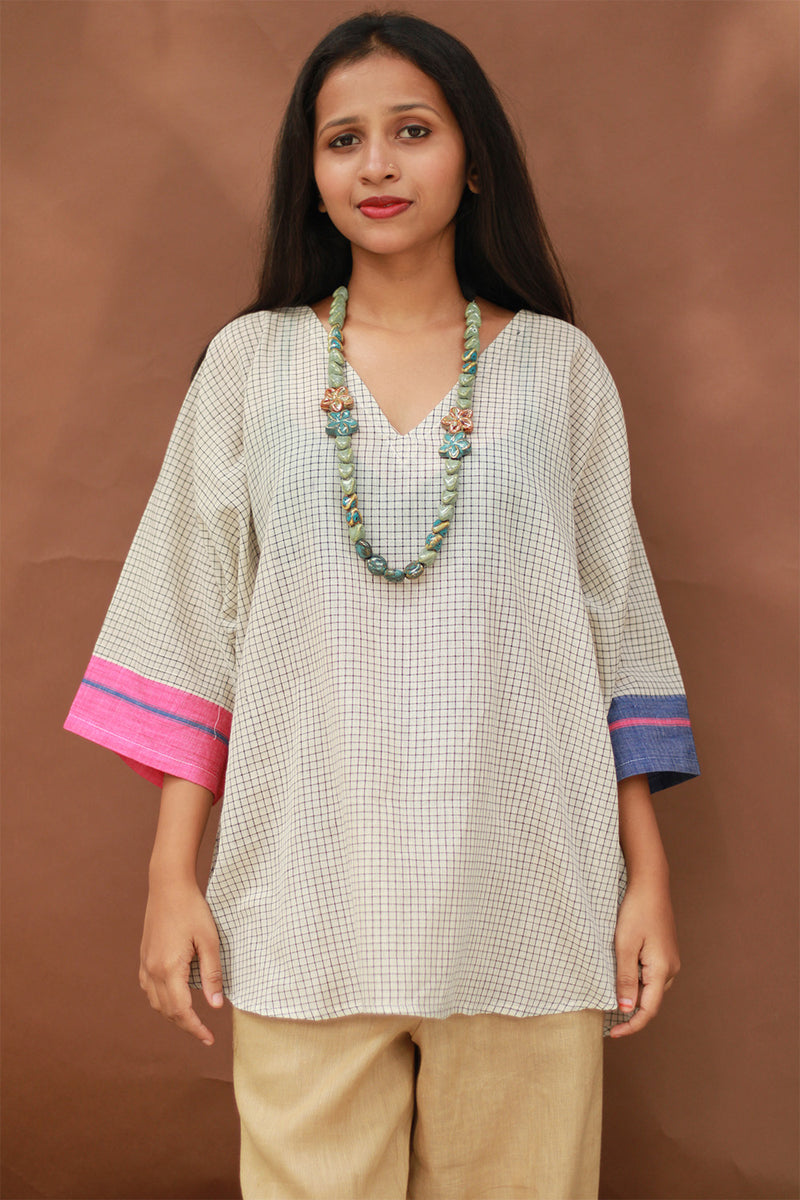 Taral | Anti Fit Cotton Top | Patteda Anchu | Ivory