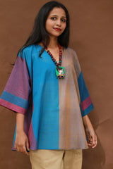 Taral | Anti Fit Cotton Top | Blue with Mustard