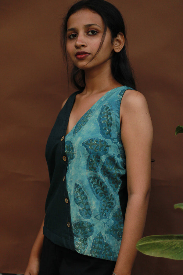 Bhoomi | Sleeveless Crossover Top | Teal
