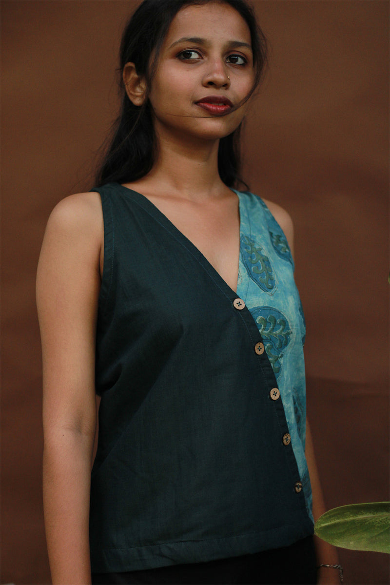 Bhoomi | Sleeveless Crossover Top | Teal