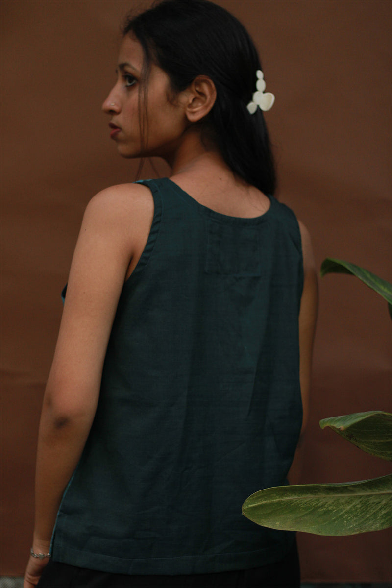 Bhoomi | Sleeveless Crossover Top | Teal