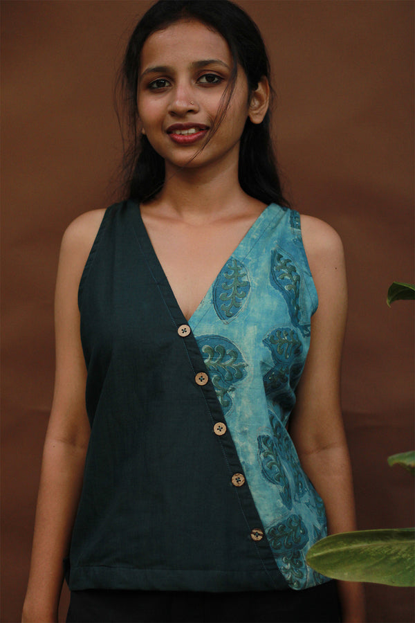 Bhoomi | Sleeveless Crossover Top | Teal