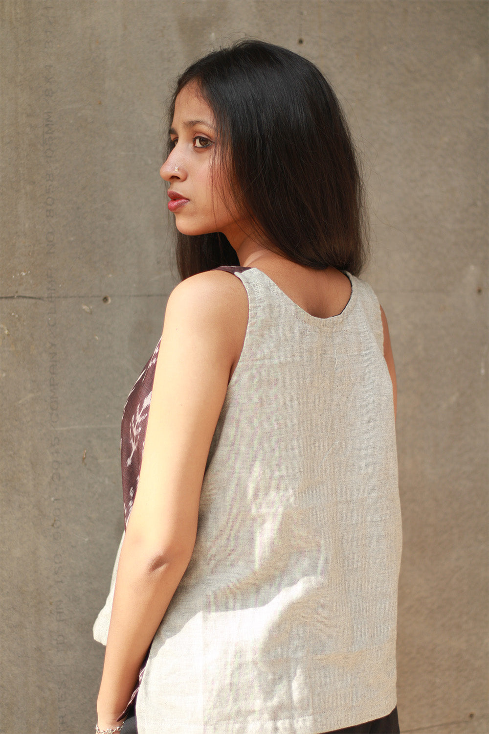 Bhoomi | Sleeveless Crossover Top | Ivory & Mahogany