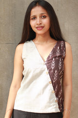 Bhoomi | Sleeveless Crossover Top | Ivory & Mahogany