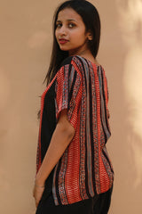 Modal Silk Top | Madder Stripes Ajrakh