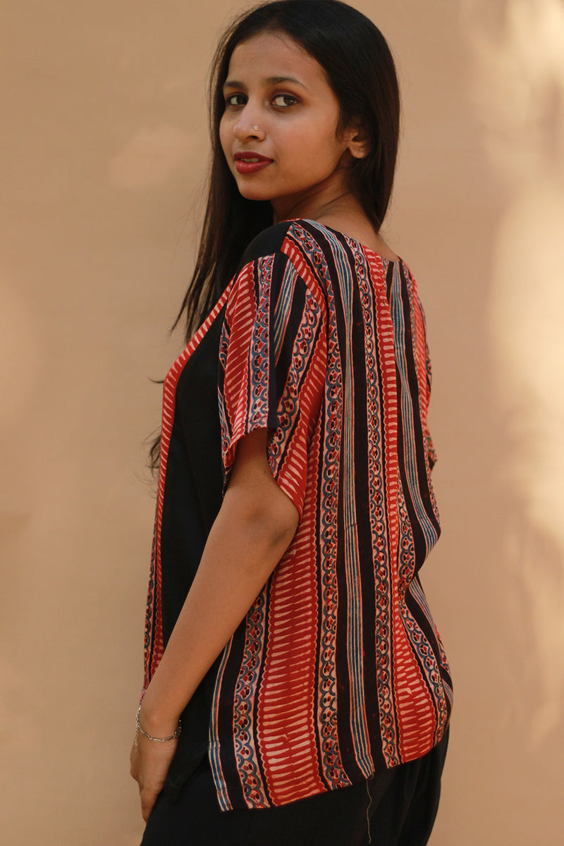 Modal Silk Top | Madder Stripes Ajrakh