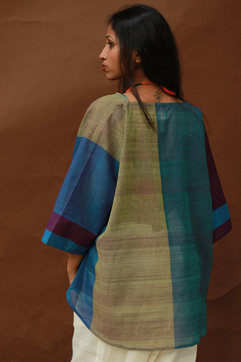 Taral | Anti Fit Cotton Top | Teal with Mustard
