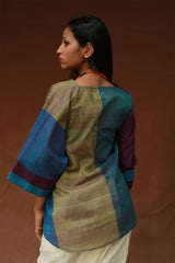 Taral | Anti Fit Cotton Top | Teal with Mustard