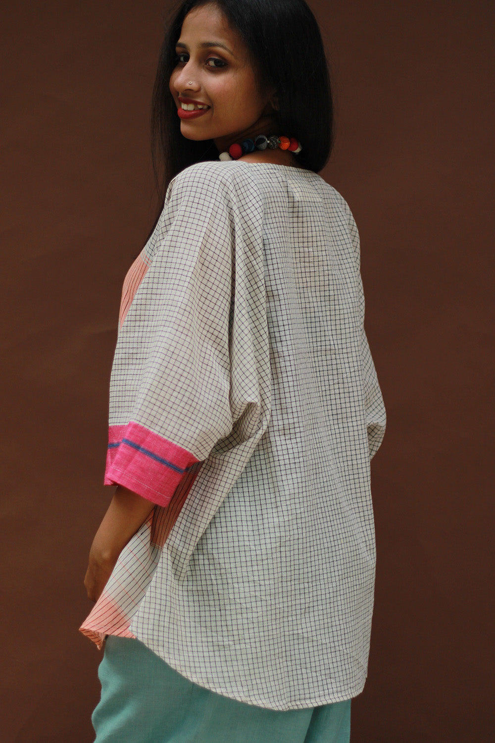 Taral | Anti Fit Cotton Top | Patteda Anchu | Ivory with Tangerine