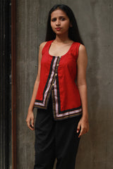 GupShup | Asymmetric Sleeveless Top | Rouge with Khunn