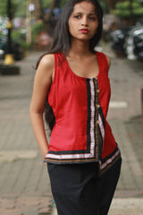 GupShup | Asymmetric Sleeveless Top | Rouge with Khunn