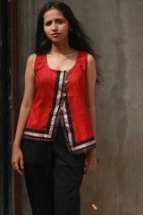 GupShup | Asymmetric Sleeveless Top | Rouge with Khunn