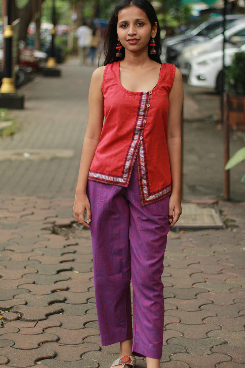 GupShup | Asymmetric Sleeveless Top | Orange with Khunn