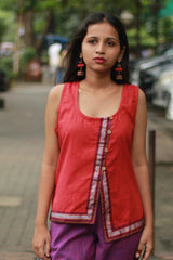 GupShup | Asymmetric Sleeveless Top | Orange with Khunn