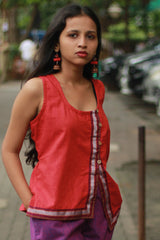 GupShup | Asymmetric Sleeveless Top | Orange with Khunn